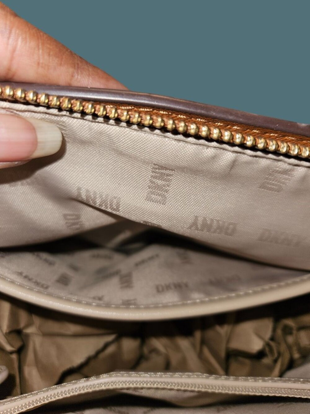 DKNY Logo Monogram Top Zip Chain Shoulder Bag - Picture 11 of 15